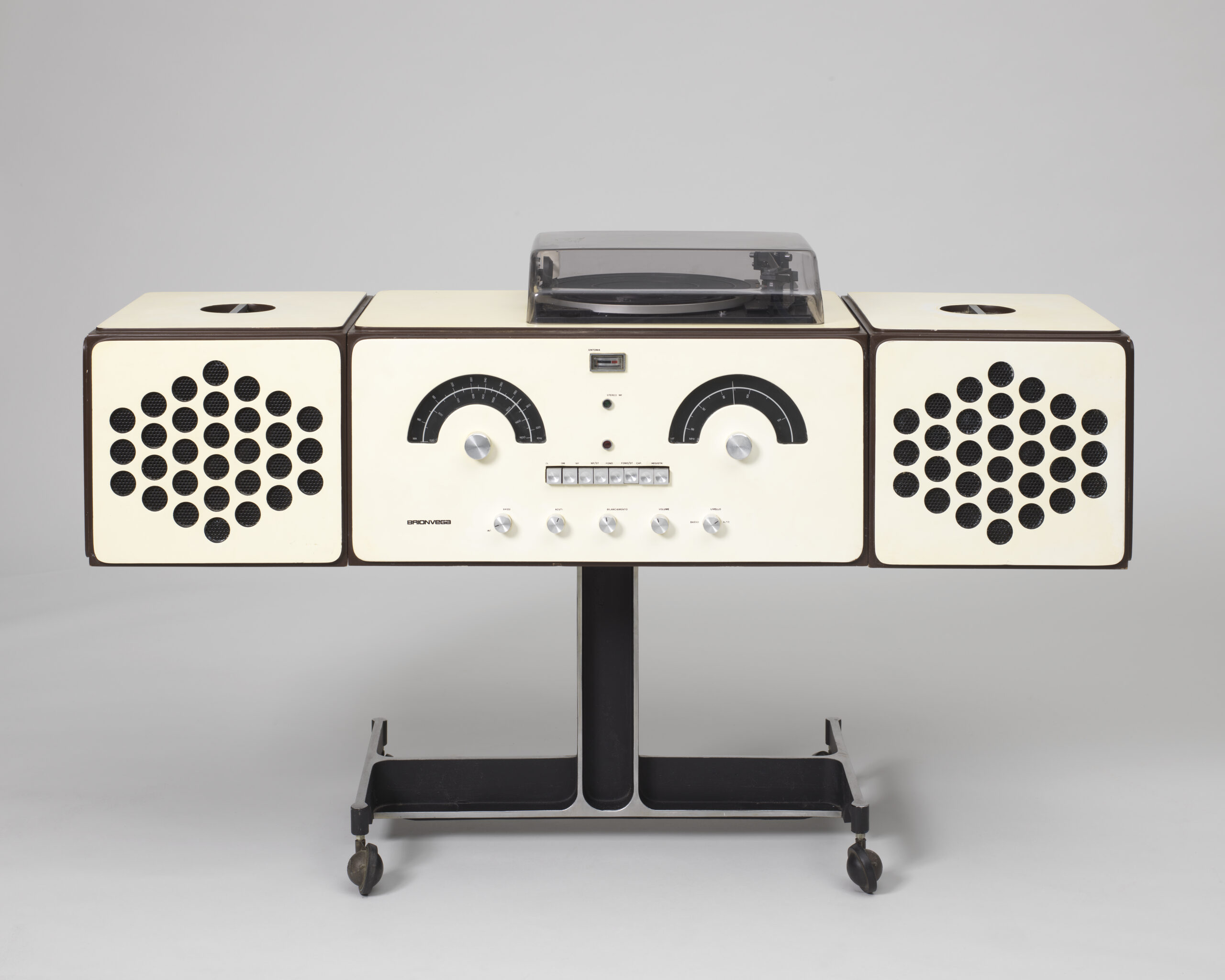 A sculptural Brionvega record player and stereo